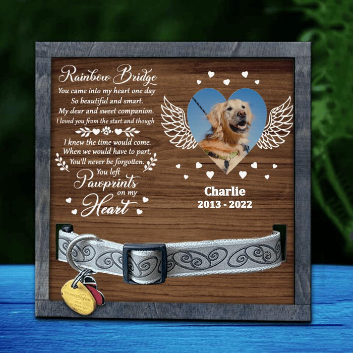 Custom Dog Photo Loss Frame - Memorial Gift Idea For Dog Lover - You Left Pawprints On My Heart