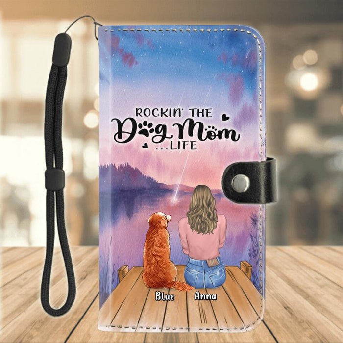 Personalized Dog Mom Flip Leather Purse for Mobile Phone - Gift For Dog Mom, Dog Lovers - Up to 6 Dogs