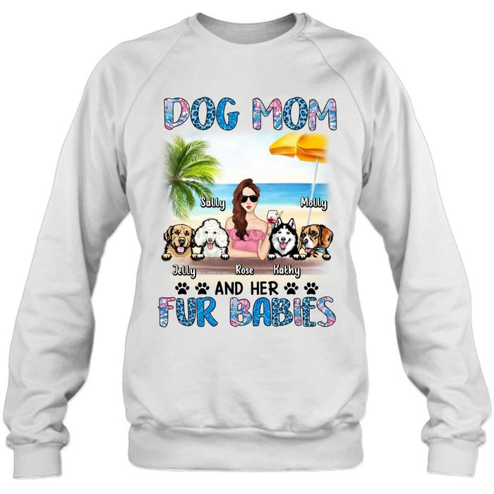 Personalized Dog Mom Summer Patterned Shirt/ Hoodie/Sweatshirt/Long sleeve - Up to 4 Dogs - Gift Idea For Dog Mom/Dog Lovers - Dog Mom And Her Fur Babies