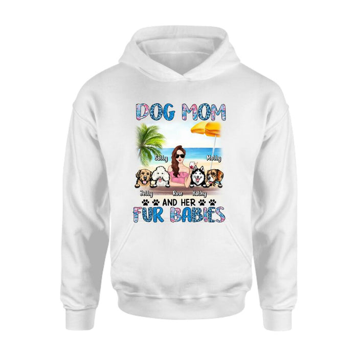 Personalized Dog Mom Summer Patterned Shirt/ Hoodie/Sweatshirt/Long sleeve - Up to 4 Dogs - Gift Idea For Dog Mom/Dog Lovers - Dog Mom And Her Fur Babies