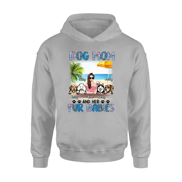 Personalized Dog Mom Summer Patterned Shirt/ Hoodie/Sweatshirt/Long sleeve - Up to 4 Dogs - Gift Idea For Dog Mom/Dog Lovers - Dog Mom And Her Fur Babies