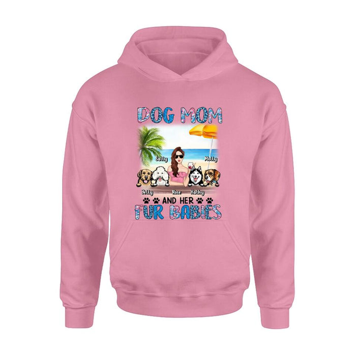 Personalized Dog Mom Summer Patterned Shirt/ Hoodie/Sweatshirt/Long sleeve - Up to 4 Dogs - Gift Idea For Dog Mom/Dog Lovers - Dog Mom And Her Fur Babies