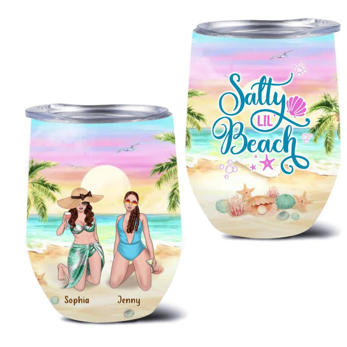 Personalized Beach Besties Wine Tumbler - Up to 4 Girls - Gift Idea For Friends/Besties/Sisters - Summer Gift Idea For Beach Lover - Salty Lil's Beach