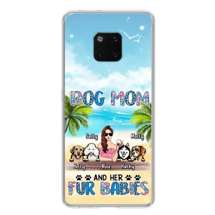 Personalized Dog Mom Summer Patterned Phone Case - Up to 4 Dogs - Gift Idea For Dog Mom/Dog Lovers - Dog Mom And Her Fur Babies - Cases For Oppo/Xiaomi/Huawei