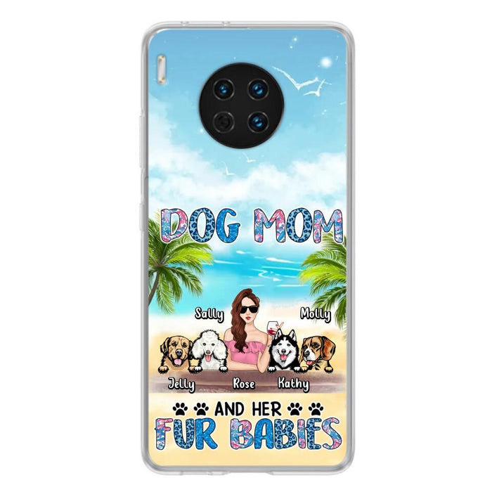 Personalized Dog Mom Summer Patterned Phone Case - Up to 4 Dogs - Gift Idea For Dog Mom/Dog Lovers - Dog Mom And Her Fur Babies - Cases For Oppo/Xiaomi/Huawei