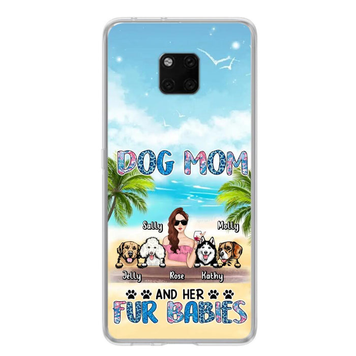 Personalized Dog Mom Summer Patterned Phone Case - Up to 4 Dogs - Gift Idea For Dog Mom/Dog Lovers - Dog Mom And Her Fur Babies - Cases For Oppo/Xiaomi/Huawei