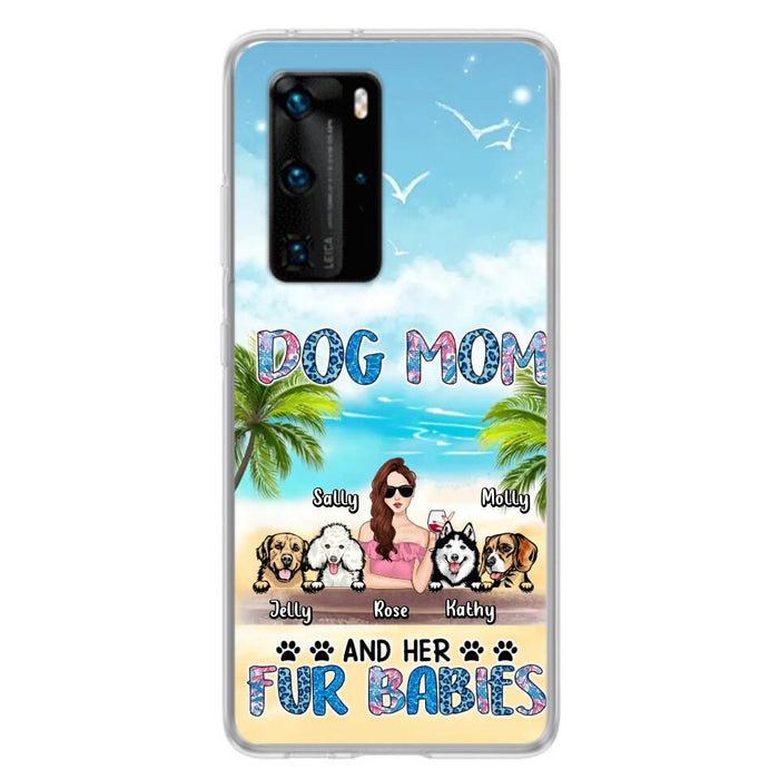 Personalized Dog Mom Summer Patterned Phone Case - Up to 4 Dogs - Gift Idea For Dog Mom/Dog Lovers - Dog Mom And Her Fur Babies - Cases For Oppo/Xiaomi/Huawei