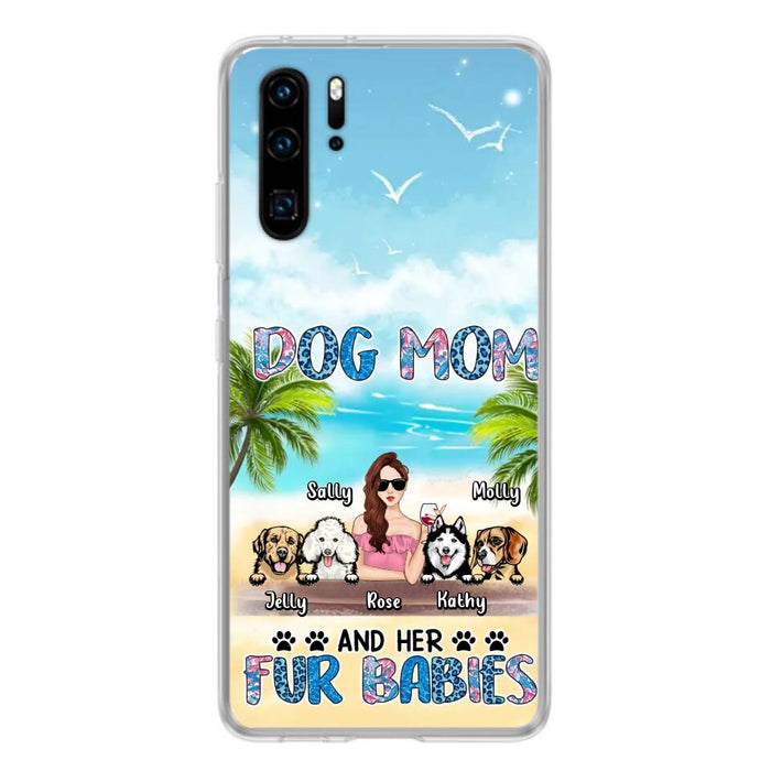 Personalized Dog Mom Summer Patterned Phone Case - Up to 4 Dogs - Gift Idea For Dog Mom/Dog Lovers - Dog Mom And Her Fur Babies - Cases For Oppo/Xiaomi/Huawei