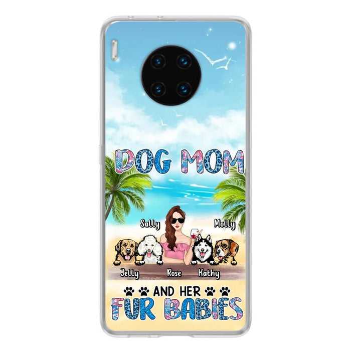 Personalized Dog Mom Summer Patterned Phone Case - Up to 4 Dogs - Gift Idea For Dog Mom/Dog Lovers - Dog Mom And Her Fur Babies - Cases For Oppo/Xiaomi/Huawei