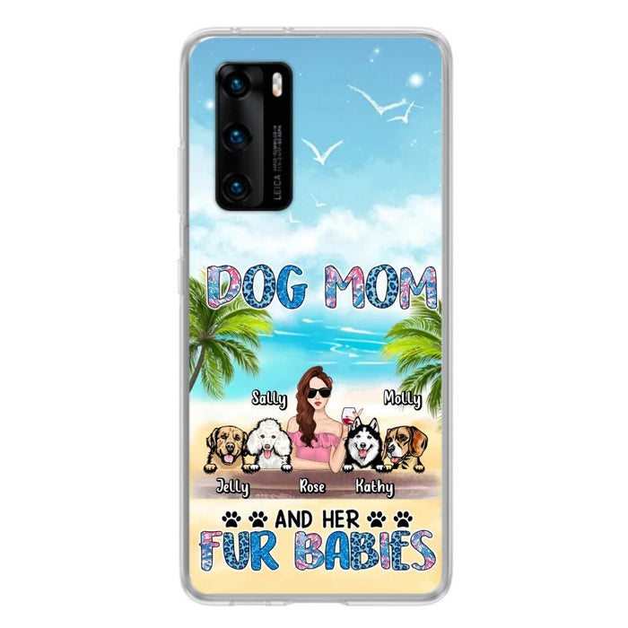Personalized Dog Mom Summer Patterned Phone Case - Up to 4 Dogs - Gift Idea For Dog Mom/Dog Lovers - Dog Mom And Her Fur Babies - Cases For Oppo/Xiaomi/Huawei