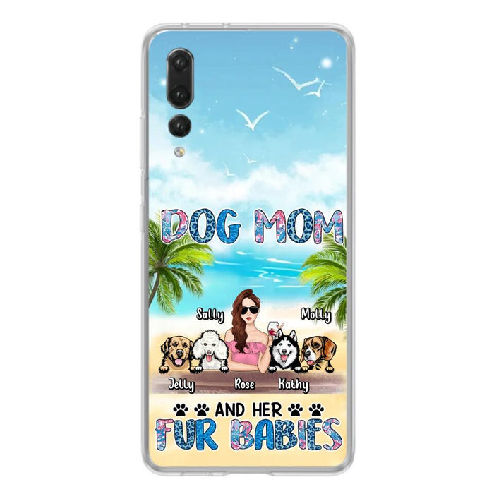 Personalized Dog Mom Summer Patterned Phone Case - Up to 4 Dogs - Gift Idea For Dog Mom/Dog Lovers - Dog Mom And Her Fur Babies - Cases For Oppo/Xiaomi/Huawei