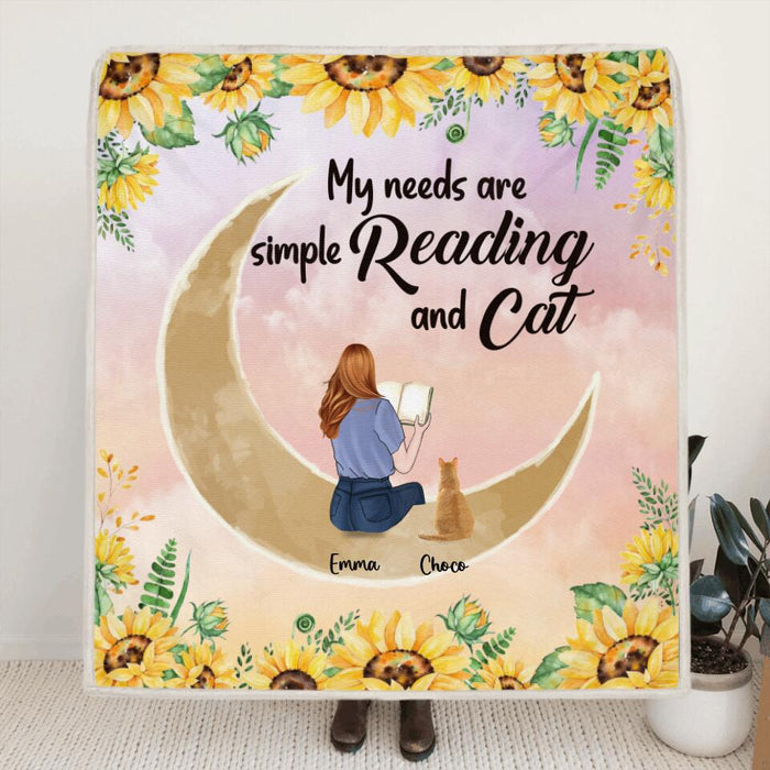 Personalized Reading Dog/Cat Quilt/Fleece Blanket - Best Gift Idea For Dogs/Cats Lovers - My Needs Are Simple Reading And Cat