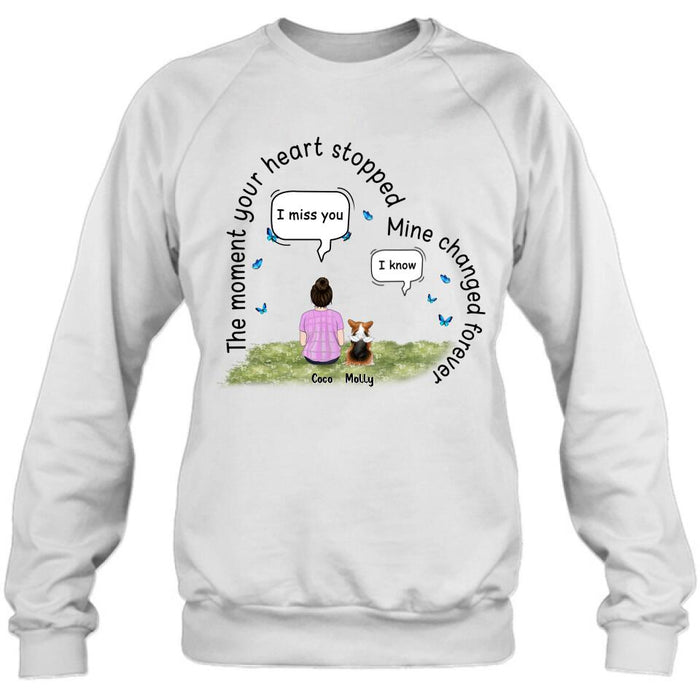 Personalized Memorial Pet Shirt - Up to 4 Pets - Memorial Gift For Mother's Day/Father's Day/Dog/Cat Lover - The Moment Your Heart Stopped Mine Changed Forever