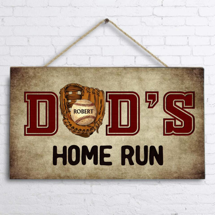 Personalized Baseball Dad's Home Run Wooden Sign - Up to 7 Kids - Gift For Father/Baseball Lover - Family Gift Idea