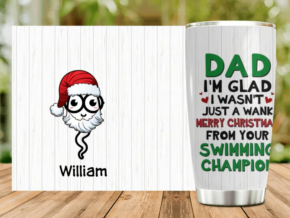 Personalized Xmas Father Tumbler - Up to 6 Children - Christmas Gift Idea For Father - Merry Christmas From Your Swimming Champion