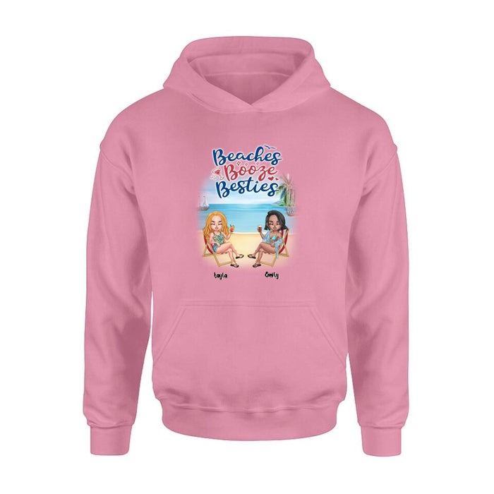 Personalized Besties Shirt - Up to 4 People - Gift Idea For Besties/Friends - Beaches Booze Besties