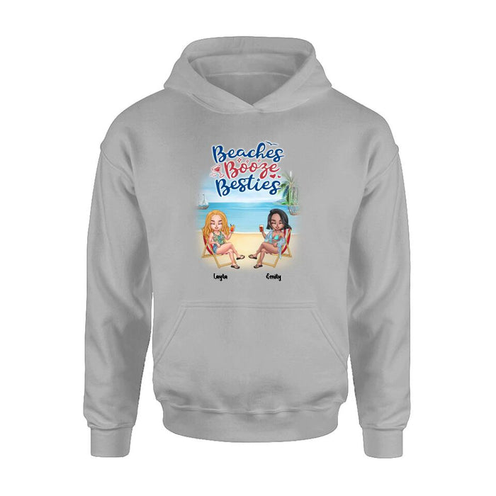 Personalized Besties Shirt - Up to 4 People - Gift Idea For Besties/Friends - Beaches Booze Besties