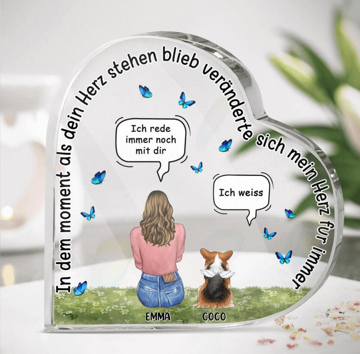 Personalized Memorial Pet Crystal Heart Germany Ver - Up to 4 Dogs/Cats/Rabbits - Gift Idea For Couple/Dog/Cat Lover - The Moment Your Heart Stopped Mine Changed Forever