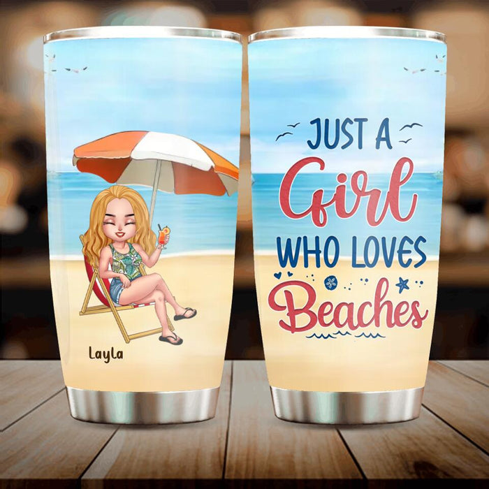 Personalized Besties Tumbler - Up to 4 People - Gift Idea For Besties/Friends - Just A Girl Who Loves Beaches
