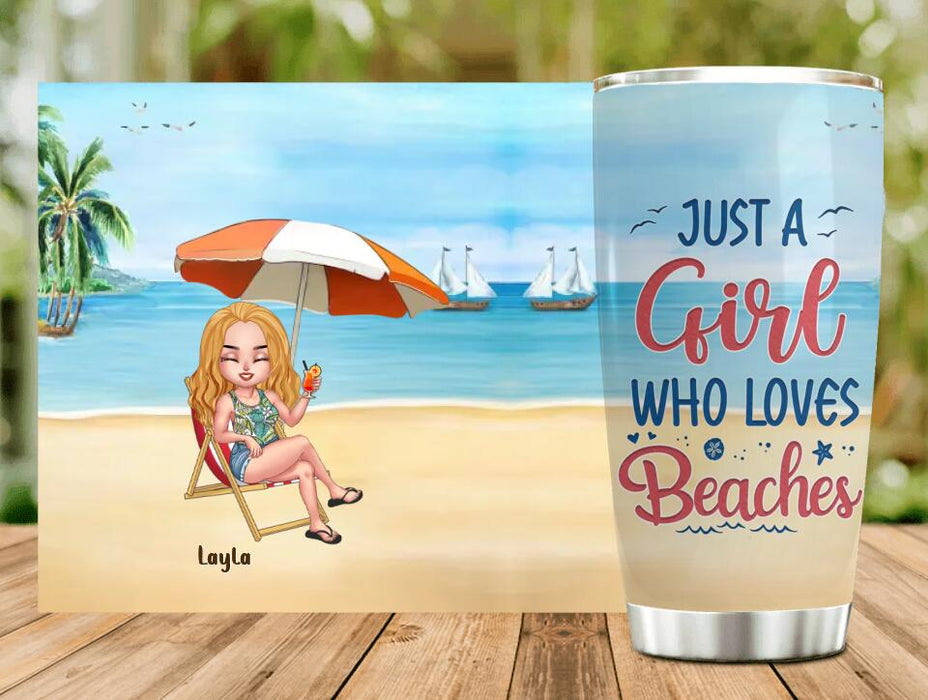 Personalized Besties Tumbler - Up to 4 People - Gift Idea For Besties/Friends - Just A Girl Who Loves Beaches