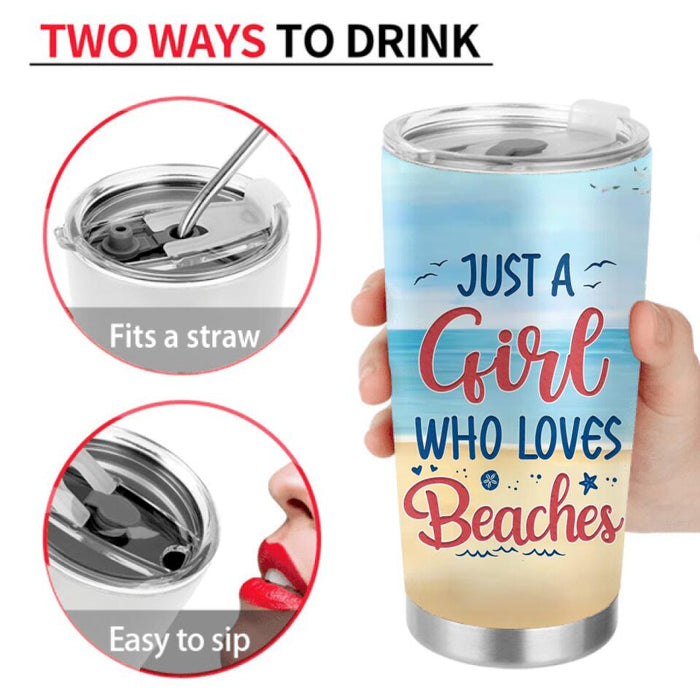 Personalized Besties Tumbler - Up to 4 People - Gift Idea For Besties/Friends - Just A Girl Who Loves Beaches