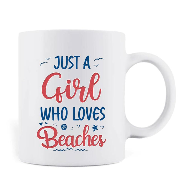 Personalized Besties Coffee Mug - Up to 4 People - Gift Idea For Besties/Friends - Just A Girl Who Loves Beaches