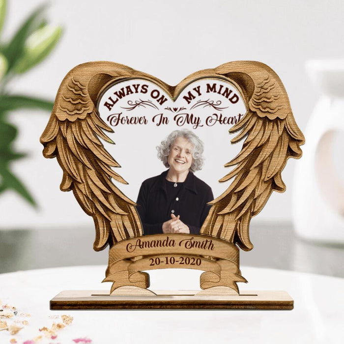 Personalized Memorial Photo Wooden And Acrylic Plaque - Gift Idea For Mother's Day/Father's Day - Always On My Mind Forever In My Heart