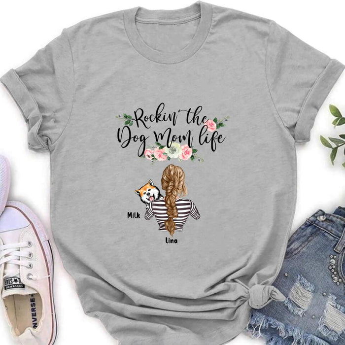 Personalized Dog Mom Shirt - Up to 4 Dogs - Mother's Day Gift idea For Dog Lovers - Rockin' The Dog Mom Life