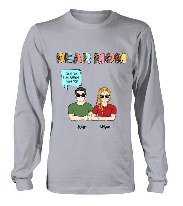 Personalized Dear Mom T-Shirt/Long Sleeve/Sweatshirt/Hoodie - Up to 5 People - Gift Idea For Mother's Day