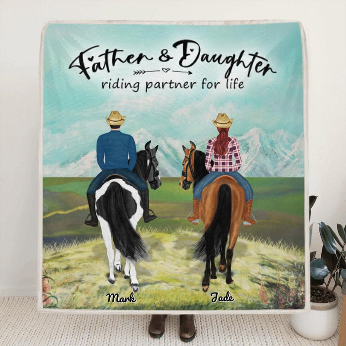 Personalized Riding Horse Fleece Blanket - Best Gift For Father's Day From Daughter and Son