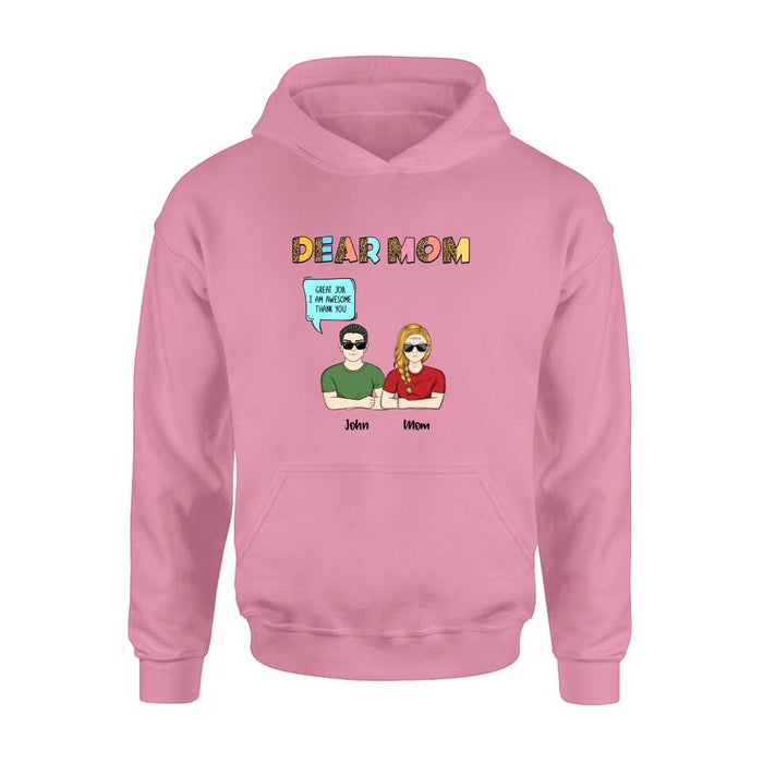 Personalized Dear Mom T-Shirt/Long Sleeve/Sweatshirt/Hoodie - Up to 5 People - Gift Idea For Mother's Day