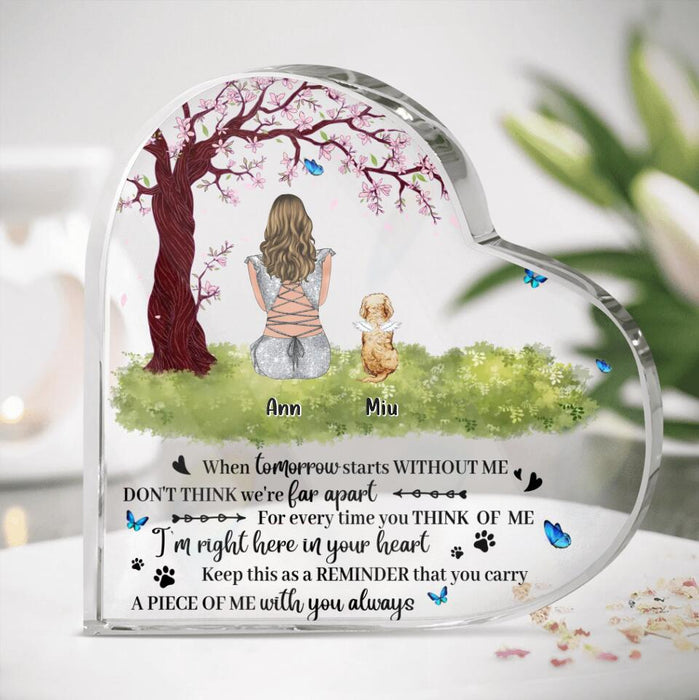 Personalized Memorial Pet Mom Crystal Heart - Gift Idea For Dog/Cat Lovers - Up to 4 Dogs/Cats - For Every Time You Think Of Me I'm Right Here In Your Heart