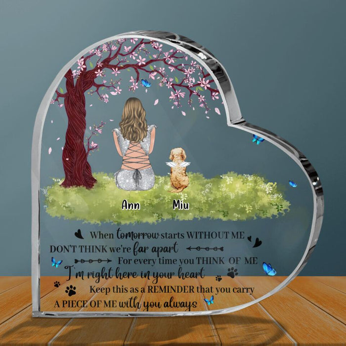 Personalized Memorial Pet Mom Crystal Heart - Gift Idea For Dog/Cat Lovers - Up to 4 Dogs/Cats - For Every Time You Think Of Me I'm Right Here In Your Heart