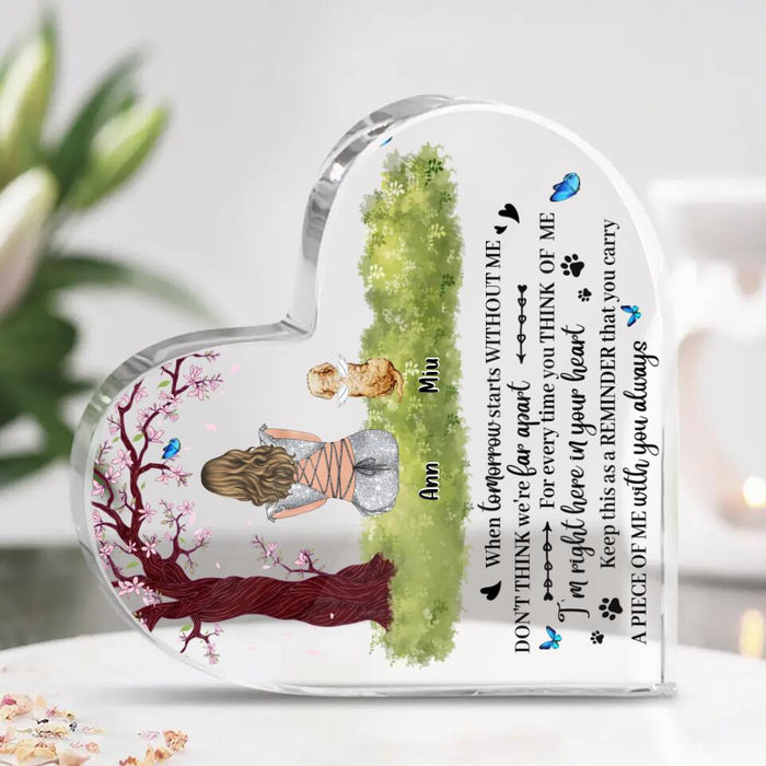 Personalized Memorial Pet Mom Crystal Heart - Gift Idea For Dog/Cat Lovers - Up to 4 Dogs/Cats - For Every Time You Think Of Me I'm Right Here In Your Heart