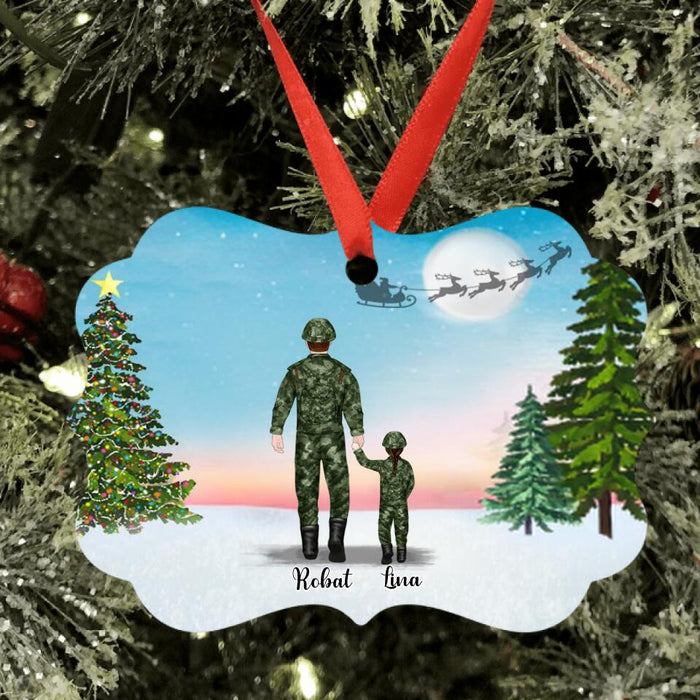 Personalized Father and Kids Rectangle Ornament - Dad With Up to 2 Kids - Christmas Gift For Father