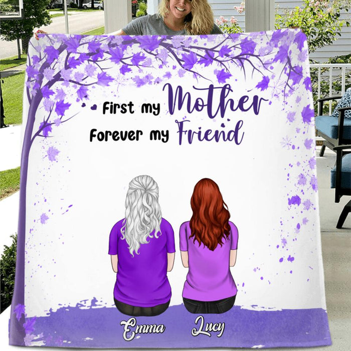 Personalized Beautiful Mom Quilt/Fleece Blanket - Up to 5 People - Gift Idea For Mother's Day - First My Mother Forever My Friend