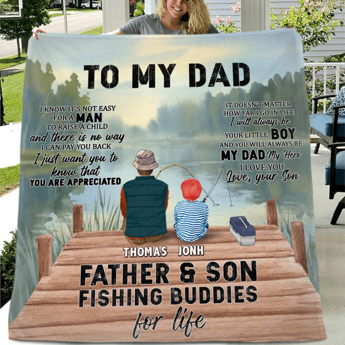 Personalized Fishing Quilt/Fleece Blanket - Gift Idea For Father's Day - To My Dad