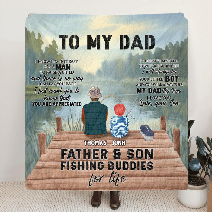 Personalized Fishing Quilt/Fleece Blanket - Gift Idea For Father's Day - To My Dad