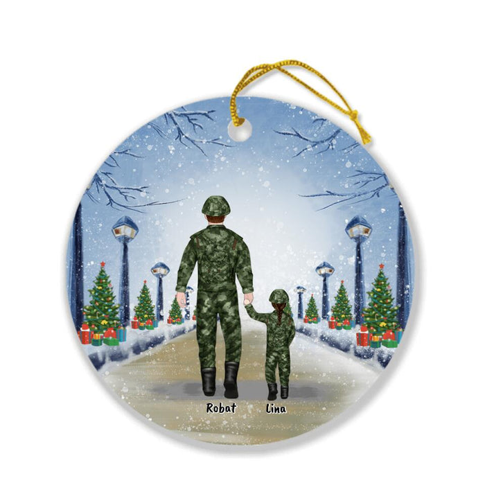 Personalized Father and Kids Circle Ornament - Father With Up to 2 Kids - Christmas Gift For Father