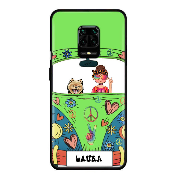 Personalized Hippie Girl Phone Case - Girl with up to 3 Pets - Case for iPhone, Samsung and Xiaomi