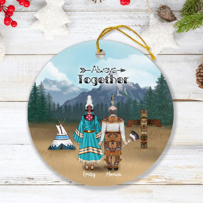 Personalized Mom Daughter Ornament - Gift From Daughter To Mom - Native American Mother With Up to 2 Daughters - Always Together