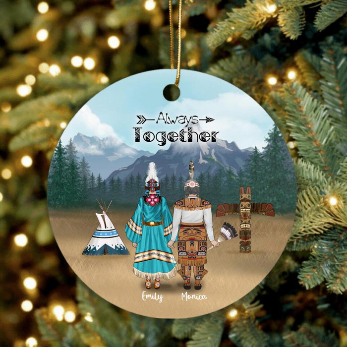 Personalized Mom Daughter Ornament - Gift From Daughter To Mom - Native American Mother With Up to 2 Daughters - Always Together