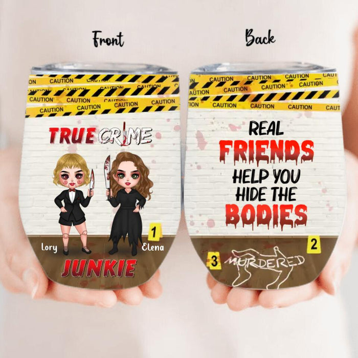 Personalized Besties Wine Tumbler - Gift Idea For Friends/Besties/Sisters - My Partner In Crime Horror Best Friend