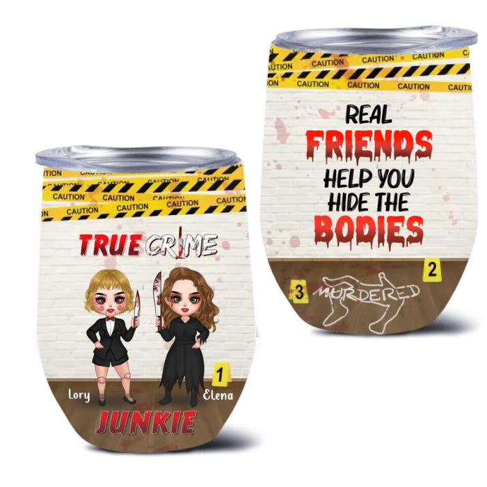 Personalized Besties Wine Tumbler - Gift Idea For Friends/Besties/Sisters - My Partner In Crime Horror Best Friend