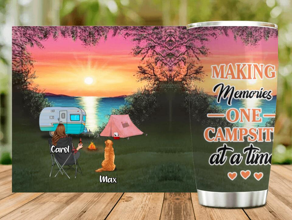 Personalized Camping Tumbler - Couple With Up to 2 Kids And 3 Pets - Gift Idea For Camping Lover - Making Memories One Campsite At A Time