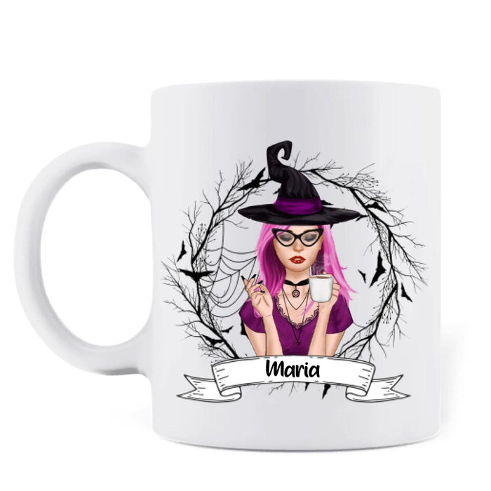 Personalized Witch Coffee Mug - Gift For Halloween - Coffee Spelled Backwards - RYXW2G