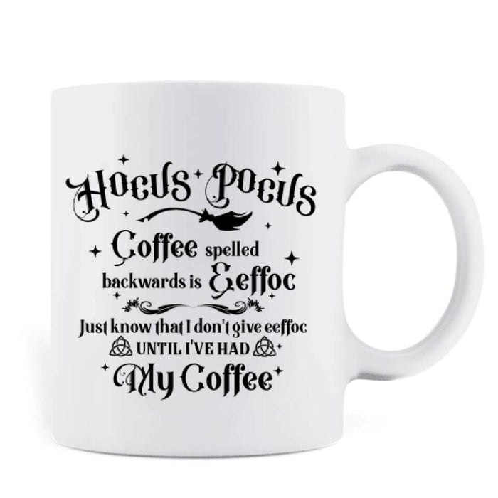 Personalized Witch Coffee Mug - Gift For Halloween - Coffee Spelled Backwards - RYXW2G