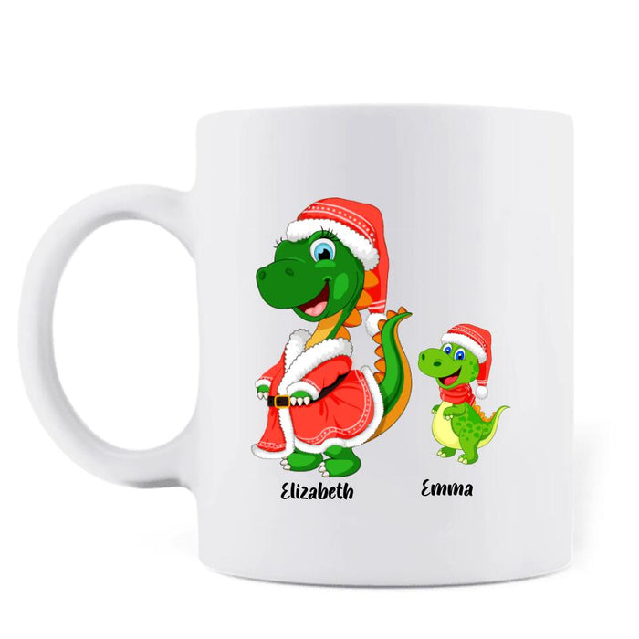 Personalized Christmas Dinosaurs Coffee Mug - Up to 6 Kids - Best Gift Idea For Christmas - My Favorite People Call Me Mama - MW6OOI