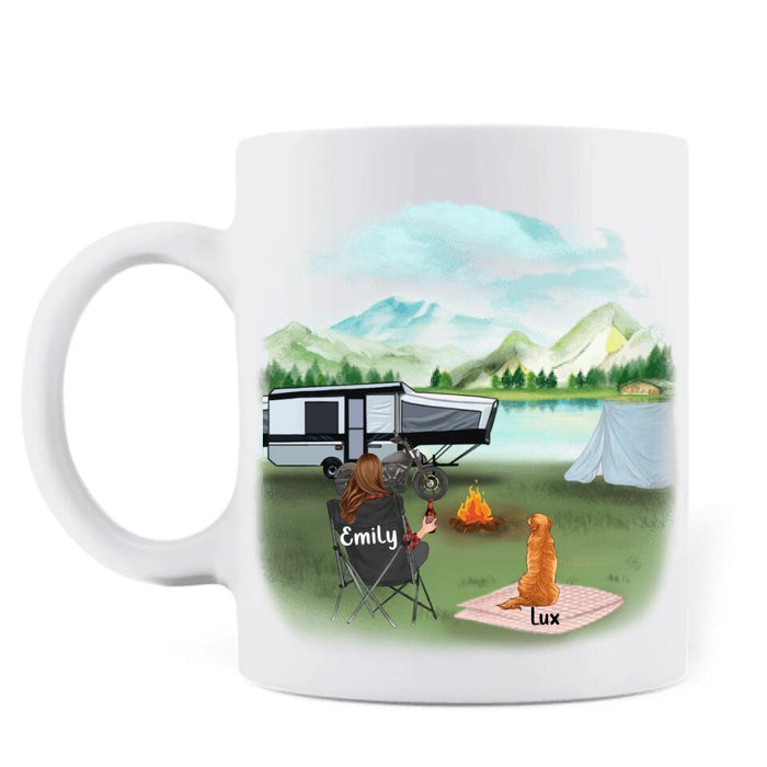 Personalized Camping Coffee Mug - Adult/Single Parent With Up to 2 Kids And 3 Pets - Making Memories One Campsite At A Time