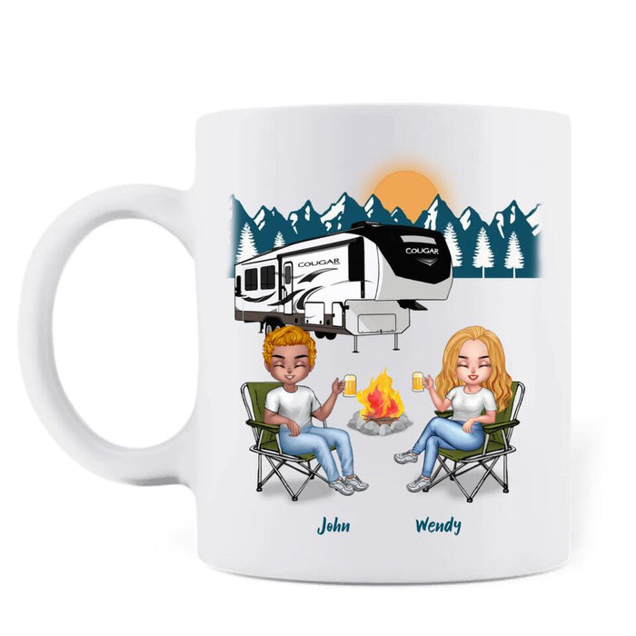 Personalized Camping Friends Coffee Mug - Up to 7 People - Gift Idea For Friends/Camping Lovers - If I'm Drunk It's My Camping Friends' Fault